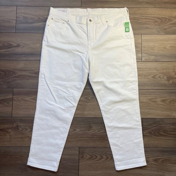 GAP Girlfriend Mid Rise Jeans Women's Plus Size 34 (18R) White Cotton Denim FLAW - Picture 1 of 11